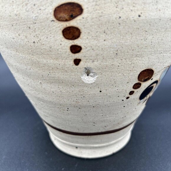 Vtg Tonala Mexican Pottery Vase Owl Floral Sandstone Folk Art Mexico Signed Lrg - Picture 9 of 9